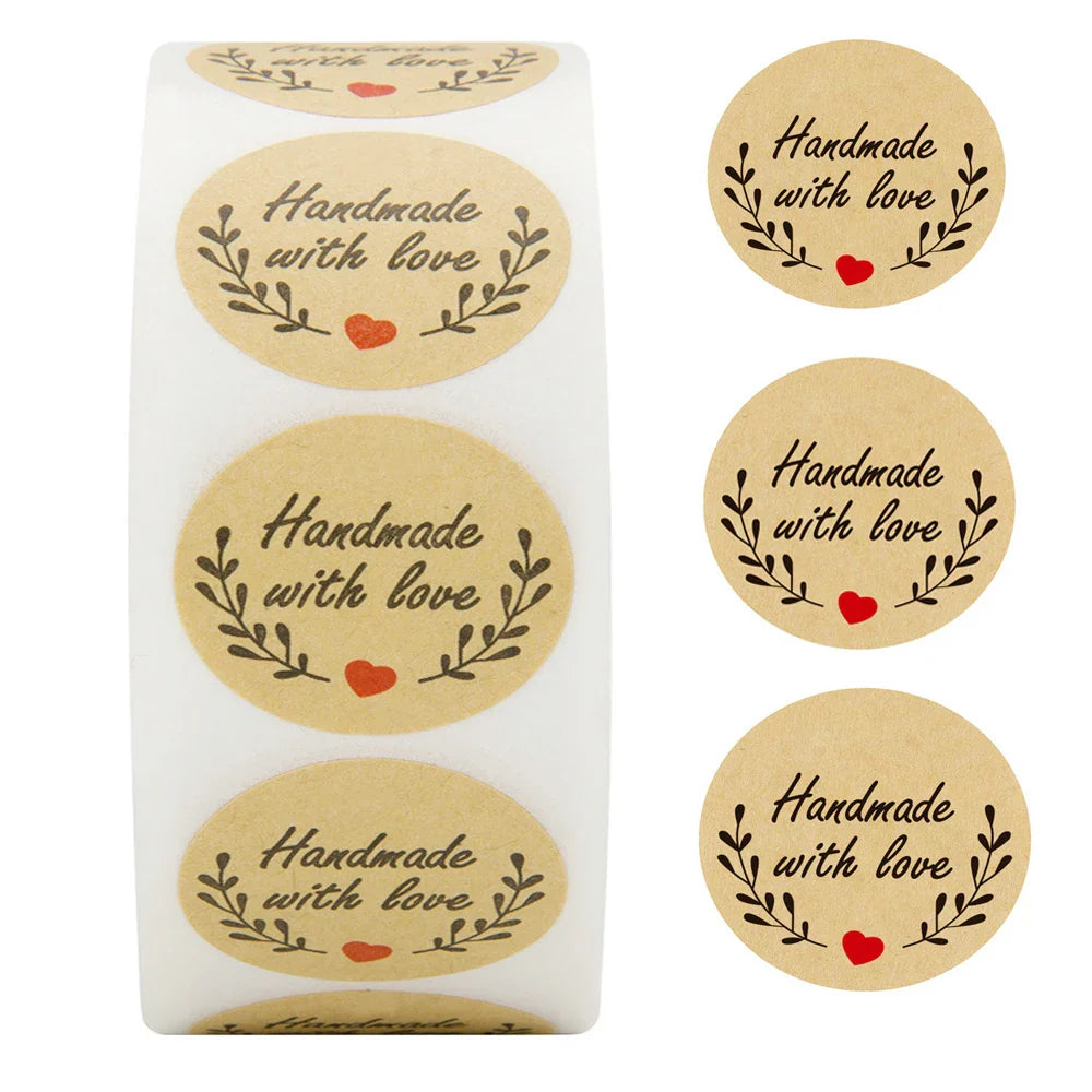 500pcs/roll Handmade with Love Letter Stickers Thank You Stickers Labels Wedding Box Gift Packing Decoration Stationery Stickers (ONLINE ORDER ONLY)