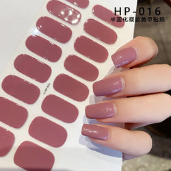 Nude Pink French Semi-Cured Gel Nail Patch Slider Adhesive Waterproof Long Lasting Full Cover Gel Nail Sticker UV Lamp Needed *^ (ONLINE ORDER ONLY)