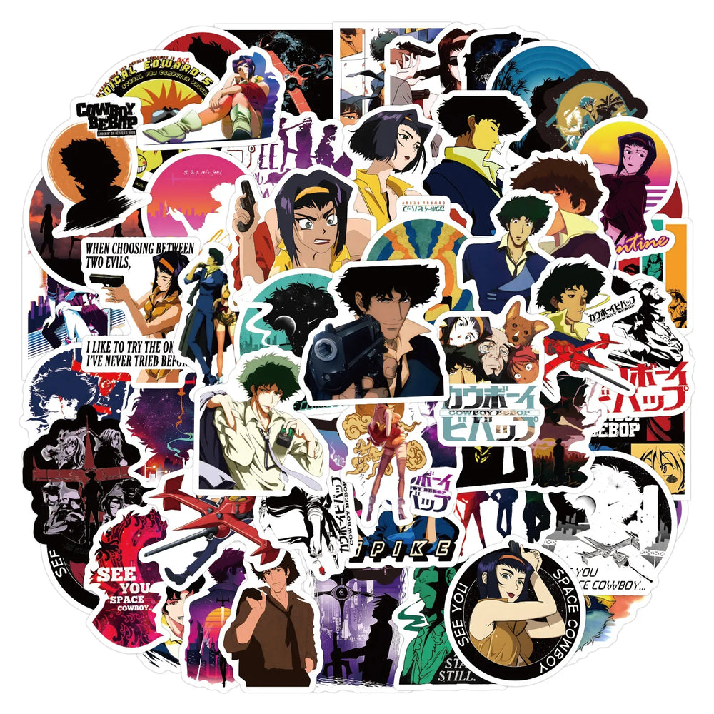 60pcs Cowboy Bebop Cartoon Graffiti Stickers Suitcase Guitar Notebook Decorative Waterproof Stickers (Online Order Only)