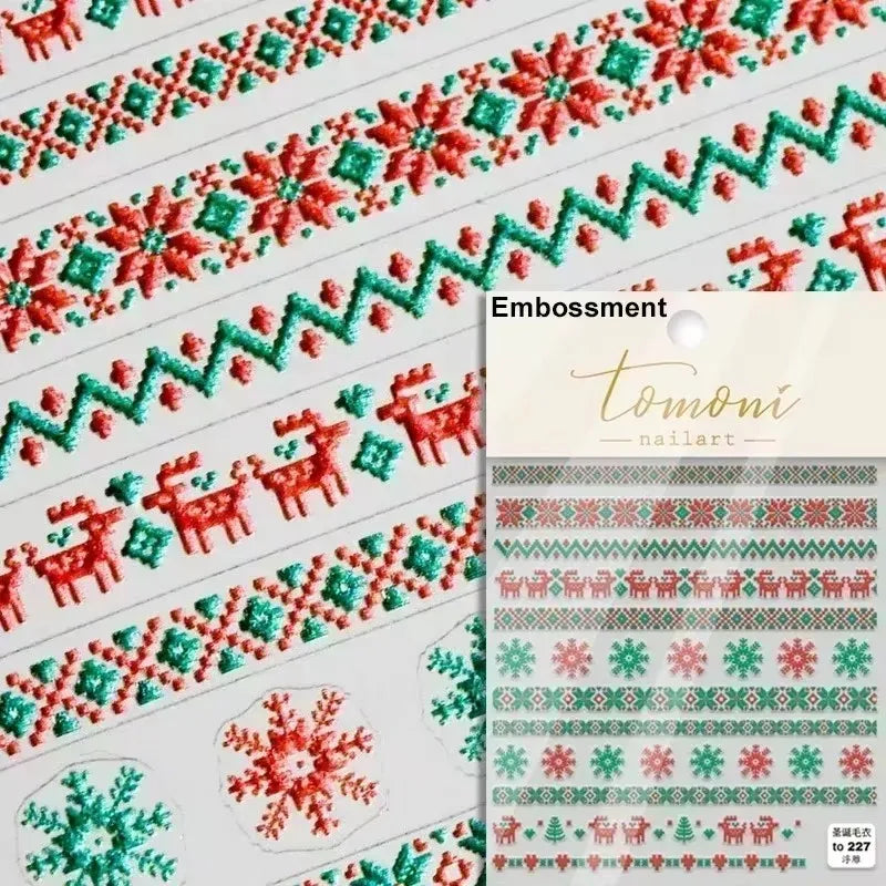 Hot Stamping Romantic White Gold Snowflakes Hexagon Winter 3D Self Adhesive Nail Art Stickers Shiny Rhinestone Manicure Decals (Online Order Only)