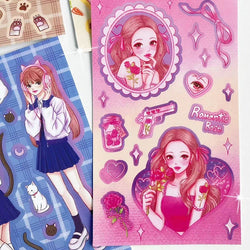 4pcs Cute Sweet Campus Girl Sticker Scrapbooking Decorative Diary DIY Idol Album Kawaii Stationery Stickers Art Supplies (ONLINE ORDER ONLY)