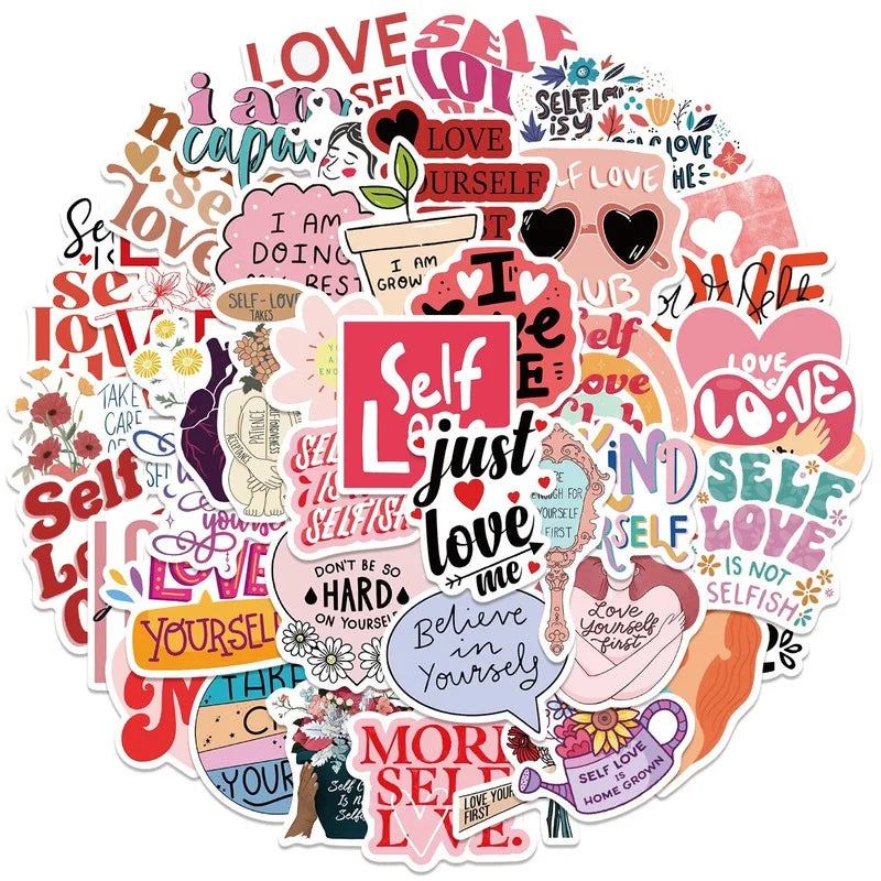 Self Love Inspirational Stickers: Motivational Quotes for Laptop, Phone, Bottle, Luggage (Online Order Only)