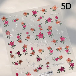 Bloomy Water Side Flower Delicate and Charming Peach Blossom Rose Garden Adhesive Nail Art Decorations Sticker Manicure Decals (ONLINE ORDER ONLY)