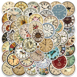 50PCS Vintage Clock Cartoon Stickers for Scrapbooking, Diary, Album, Stationery, Kids Toy (ONLINE ORDER ONLY)
