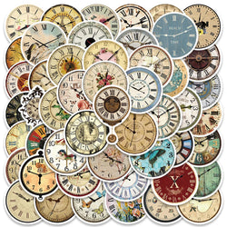 50PCS Vintage Clock Cartoon Stickers for Scrapbooking, Diary, Album, Stationery, Kids Toy (ONLINE ORDER ONLY)