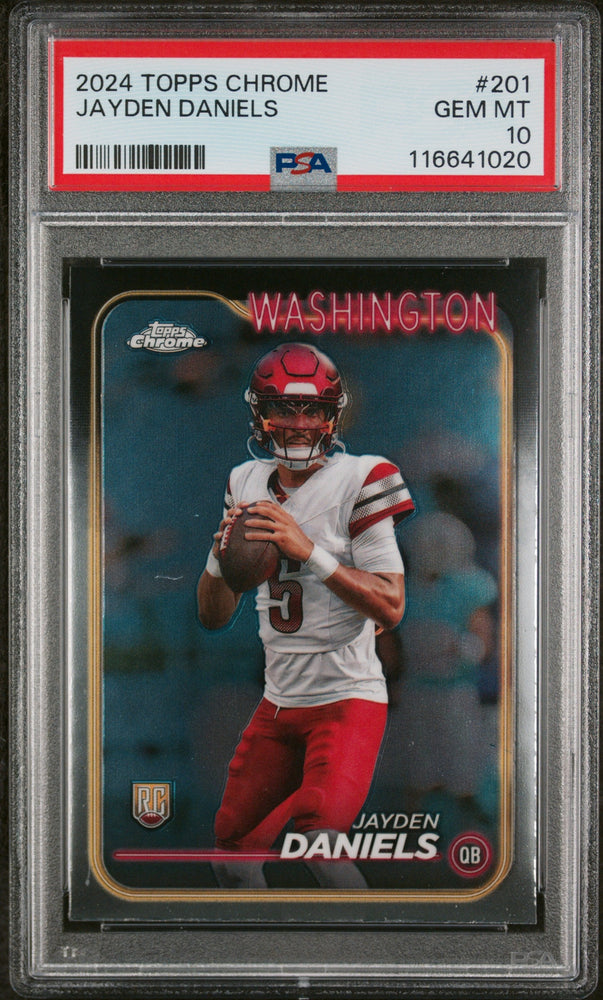 Graded 2024 Topps Chrome Jayden Daniels #201 Rookie RC Football Card PSA 10 Gem Mint (ONLINE ORDER ONLY)