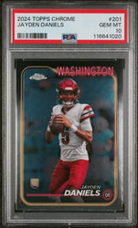 Graded 2024 Topps Chrome Jayden Daniels #201 Rookie RC Football Card PSA 10 Gem Mint (ONLINE ORDER ONLY)