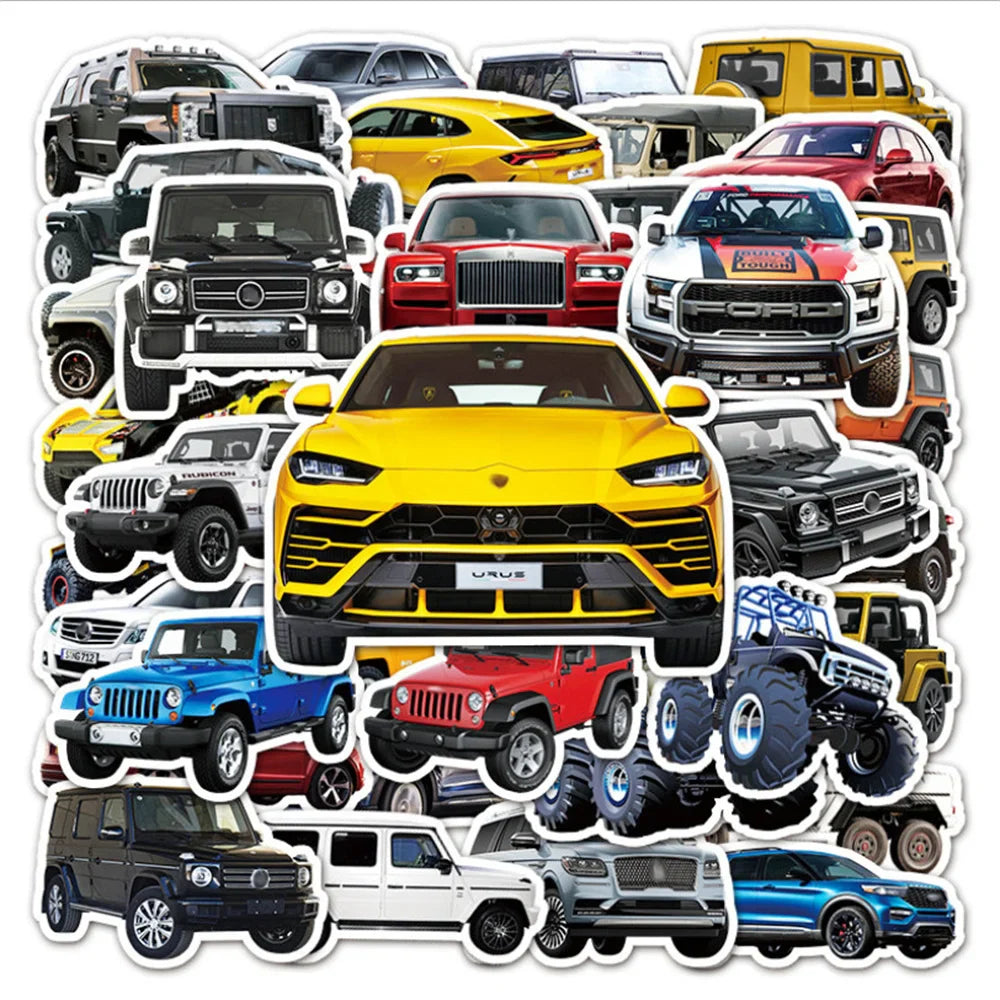 51PCS Cool Off-Road Vehicle Cartoon Graffiti Luggage Skateboard Notebook Hand Account Decorative Sticker Toys (ONLINE ORDER ONLY)