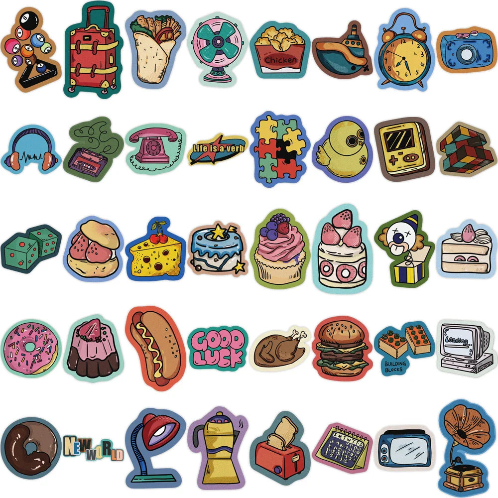 10/40/80pcs American Retro Carnival Stickers Decals Cartoon Graffiti DIY  Notebook Luggage Wall Decoration PVC Sticker (Online Order Only)