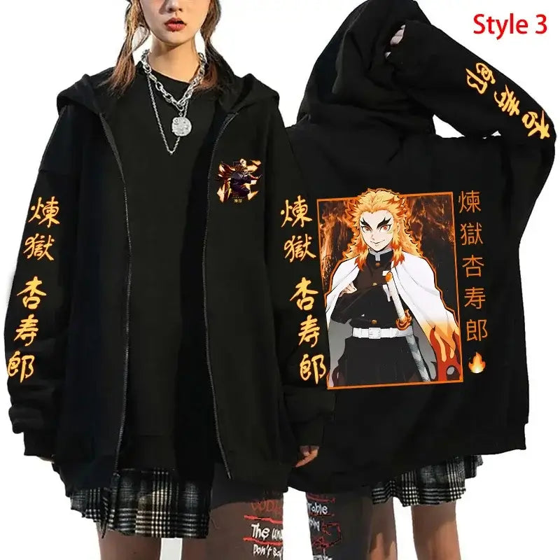 Rengoku Zipper Hoodie: Flame Hashira Anime Jacket (ONLINE ORDER ONLY)