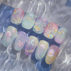 Infauna Jellyfish Conch Shell Starfish Octopus Coral Polypite Wishing Bottle Sea Self Adhesive Nail Art Stickers Manicure Decals (ONLINE ORDER ONLY)