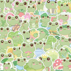 50Pcs Energetic Frog Stickers Waterproof Cute Animals Sticker Scrapbooking Skateboard Luggage Water Bottle Decals (ONLINE ORDER ONLY)
