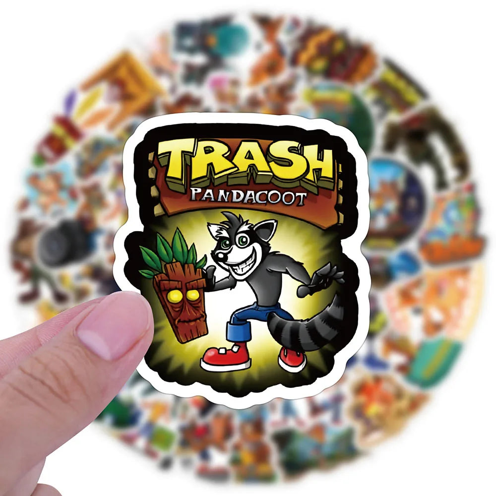 Crash Bandicoot Stickers Waterproof Laptop Phone Motorcycle Suitcase Skateboard Bike Car Graffiti Toy (Online Order Only)