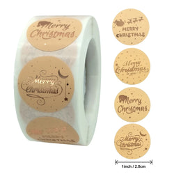 100-500Pcs Merry Christmas Stickers Seal Labels Gold Silver 1 Inch Round Stickers For Handmade Sticker Card Box Package Labels (ONLINE ORDER ONLY)