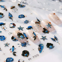Blue Butterfly Planet Star Conch Snake Shell Clam Pearl Whale Jellyfish Moon Adhesive Nail Art Stickers Dreamy Manicure Decals (Online Order Only)