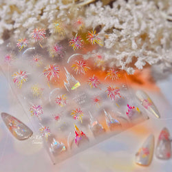 Colorful Fireworks Blooming Castle Romantic Brilliant Sky Self Adhesive Nail Art Stickers Star Shiny Rhinestone Manicure Decals (Online Order Only)