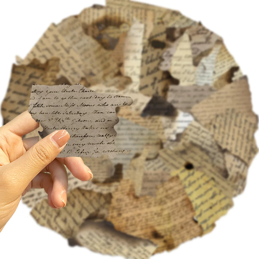 50pcs Retro Burned Phrase Stickers Vintage Fragments Decal for Notebook Envelope Skateboard Laptop Waterproof DIY Vinyl Sticker﻿ (ONLINE ORDER ONLY)