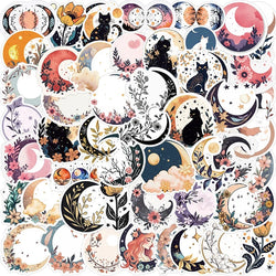 10/30/50PCS Moon Flower Cat PVC Sticker Aesthetic Children's Decoration Scrapbooking Accessories DIY Stationery School Supplies (ONLINE ORDER ONLY)