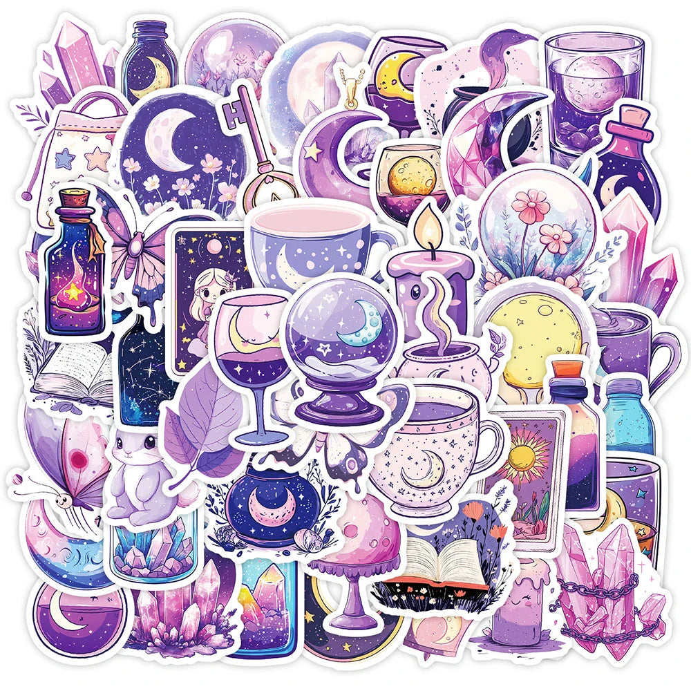 Cartoon Purple Crystal Stickers for Laptop, Fridge, Phone - 10/30/50pcs (ONLINE ORDER ONLY)