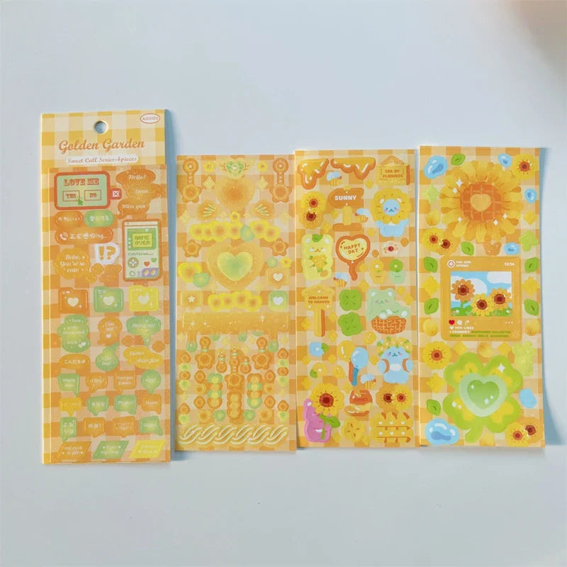 4pcs/set Sweet Cool Bear Call Series Scrapbooking Sticker Korean ins Hand Account Idol Card DIY Deco Material Sticker Stationery (ONLINE ORDER ONLY)