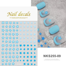1 Sheet Star Nail Art Stickers 3d Self Adhesive Nail Decals Black White Golden Silver Color Star Design Nail Supplies Accessory (ONLINE ORDER ONLY)