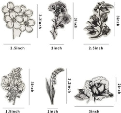 60 PCS Black and White Vintage Retro Flower Plant Stickers Decals for Laptop Scrapbooking Journal Planner Card Making (Online Order Only)