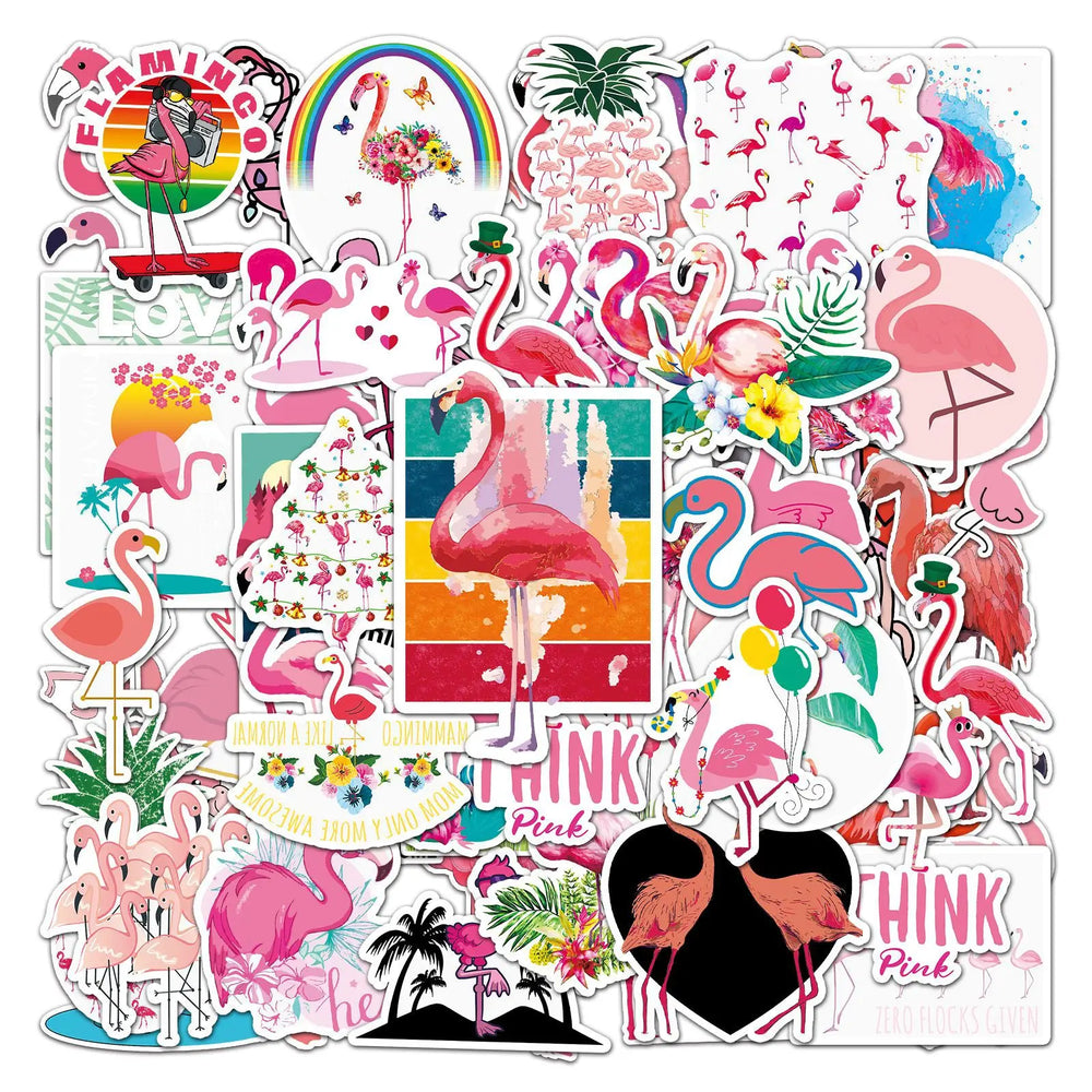 Pink Flamingo Stickers 10/50/100pcs for DIY Scrapbook, Water Bottle, Laptop, Guitar Decal (Online Order Only)