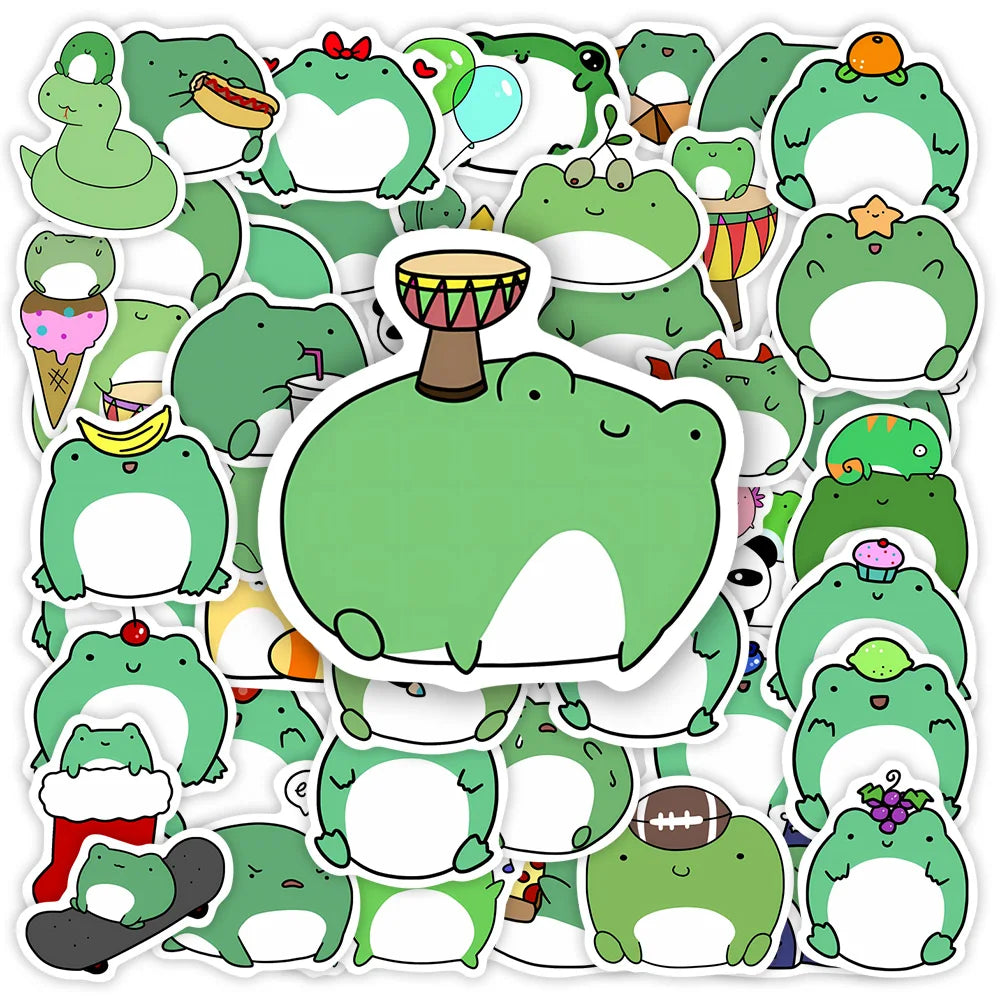 Doodle Frog Stickers Cartoon Cute DIY Toy Gift Decal Decorative Graffiti for Phone Laptop Water Bottles Scrapbook Waterproof (Online Order Only)