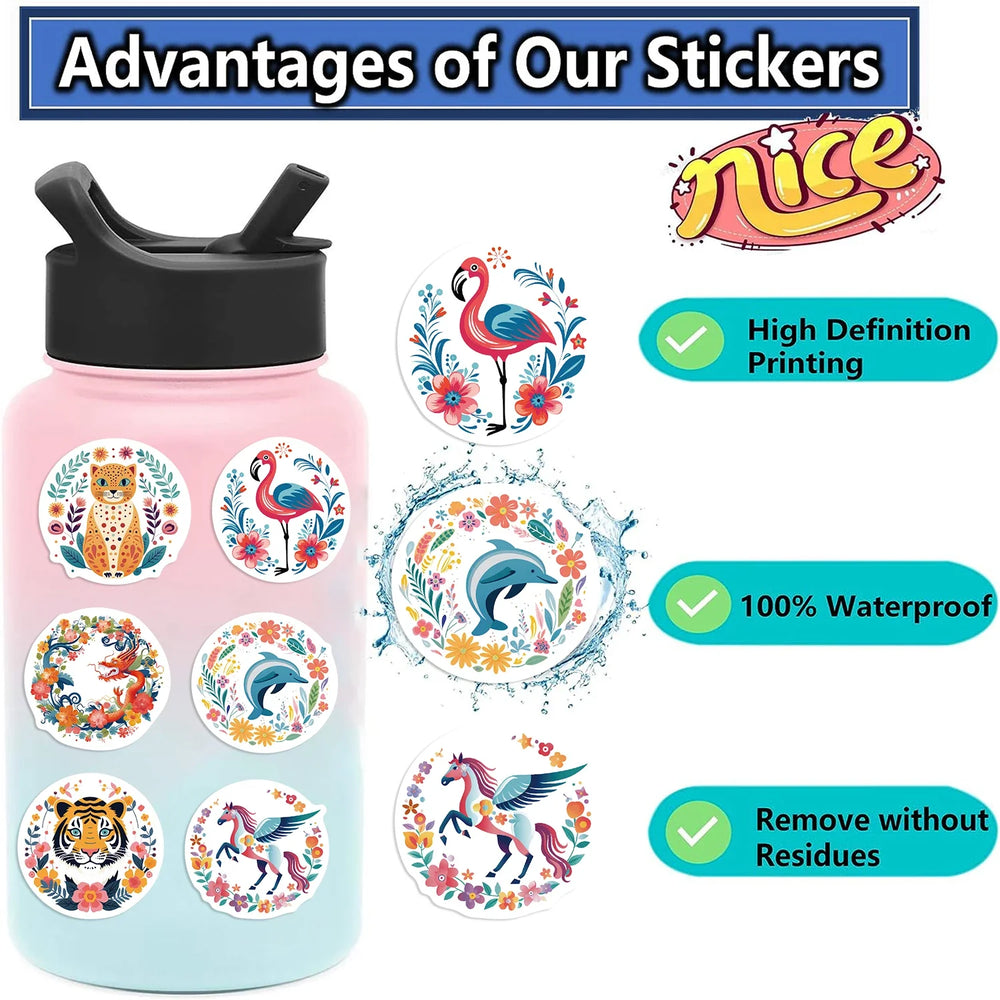 50pcs Jungle Zoo Wild Animal Stickers for Kids Boys Girl Baby Person Sticker Notebook Water Bottle Luggage Laptop Phon (ONLINE ORDER ONLY)