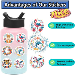 50pcs Jungle Zoo Wild Animal Stickers for Kids Boys Girl Baby Person Sticker Notebook Water Bottle Luggage Laptop Phon (ONLINE ORDER ONLY)