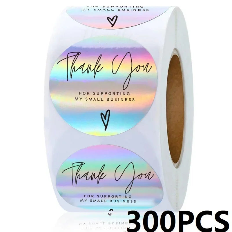 100-500PCS New Thank You Stickers for Business Packaging Stickers Rolling Sticker Roll Merci Small Home Made Lables TZ007-A (ONLINE ORDER ONLY)