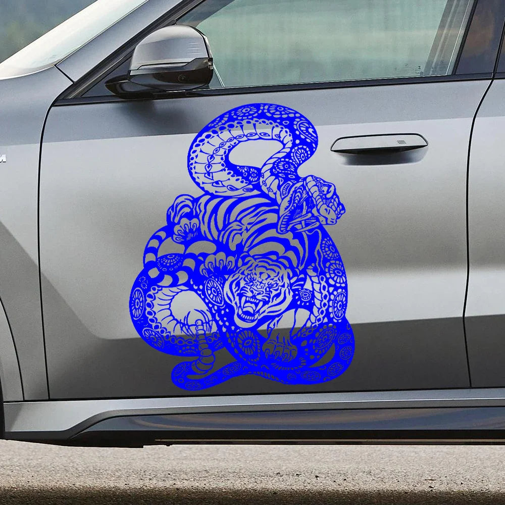 Anime Detachment Car Stickers Tiger And Snake Body Big Picture Decoration Movement Style Die Cutting Waterproof PVC Vinyl Decals (ONLINE ORDER ONLY)