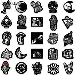 10/30/50PCS Cartoon Black and White Stickers Terrifying Skull Halloween DIY Skateboard Laptop Luggage Bike Cars Decals Sticker (ONLINE ORDER ONLY)