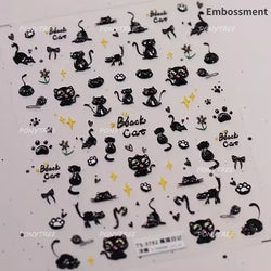 Black Cat Kitten Rabbit Cat's Paw Bowknot Tie Bunny Animals Love Heart Jelly Adhesive Nail Art Stickers Manicure Decal Wholesale (ONLINE ORDER ONLY)