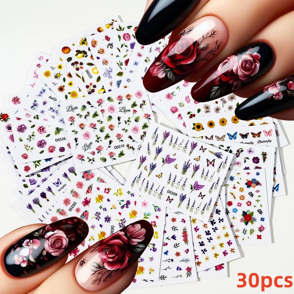 30pcs 3D Daisy Design Nail Art Sticker Set Acrylic Sanding Colorful Floral Decals Self-Adhesive Nail Art Supplies DIY Manicure * (ONLINE ORDER ONLY)
