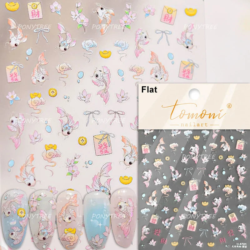 Hot Stamping Pearl Mahjong Get Rich Winning Card Bowknot Self Adhesive Nail Art Stickers Character Photo Frame Manicure Decals (Online Order Only)