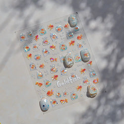 Bagful Brocaded Carp Goldfish Jellyfish Water Bubbles Seahorse Ocean Starfish Whale Adhesive Nail Art Stickers Manicure Decals (ONLINE ORDER ONLY)