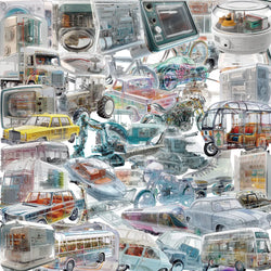 50PCS Future Technology Machinery Stickers PET Decals Scrapbook Suitcase Luggage Motorcycles Bike Waterproof Graffiti Sticker﻿ (Online Order Only)