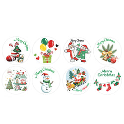 100-500pcs Merry Christmas Stickers Christmas Theme Seal Labels Stickers For DIY Gift Baking Package Envelope Stationery Decor (ONLINE ORDER ONLY)