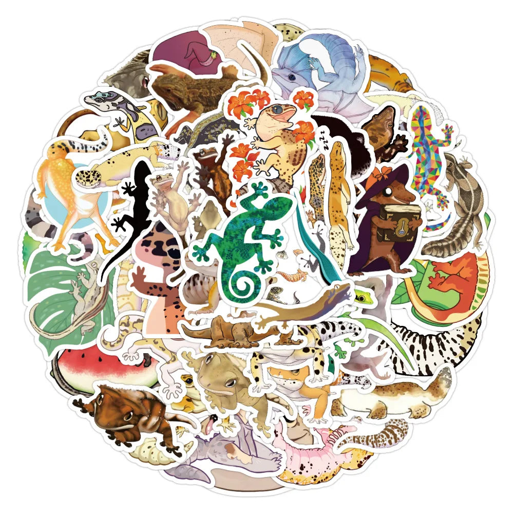 10/50Pcs Funny Animal Gecko Lizard Stickers for Skateboard Gift Box Bicycle Computer Notebook Car Decal Children's Toys (Online Order Only)