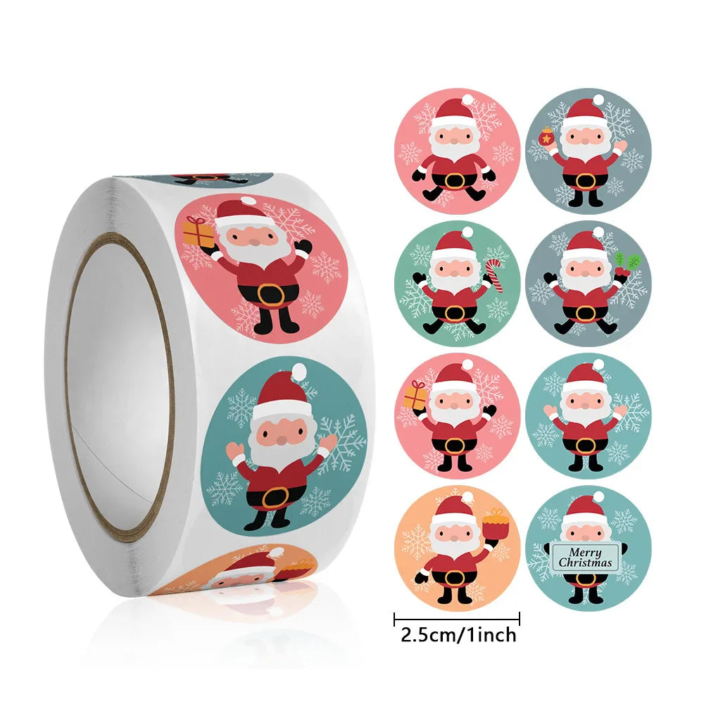 500 Pcs/Roll Merry Christmas Santa Claus Sticker Gift Decoration Sealing Stickers Children's Reward Sticker (ONLINE ORDER ONLY)