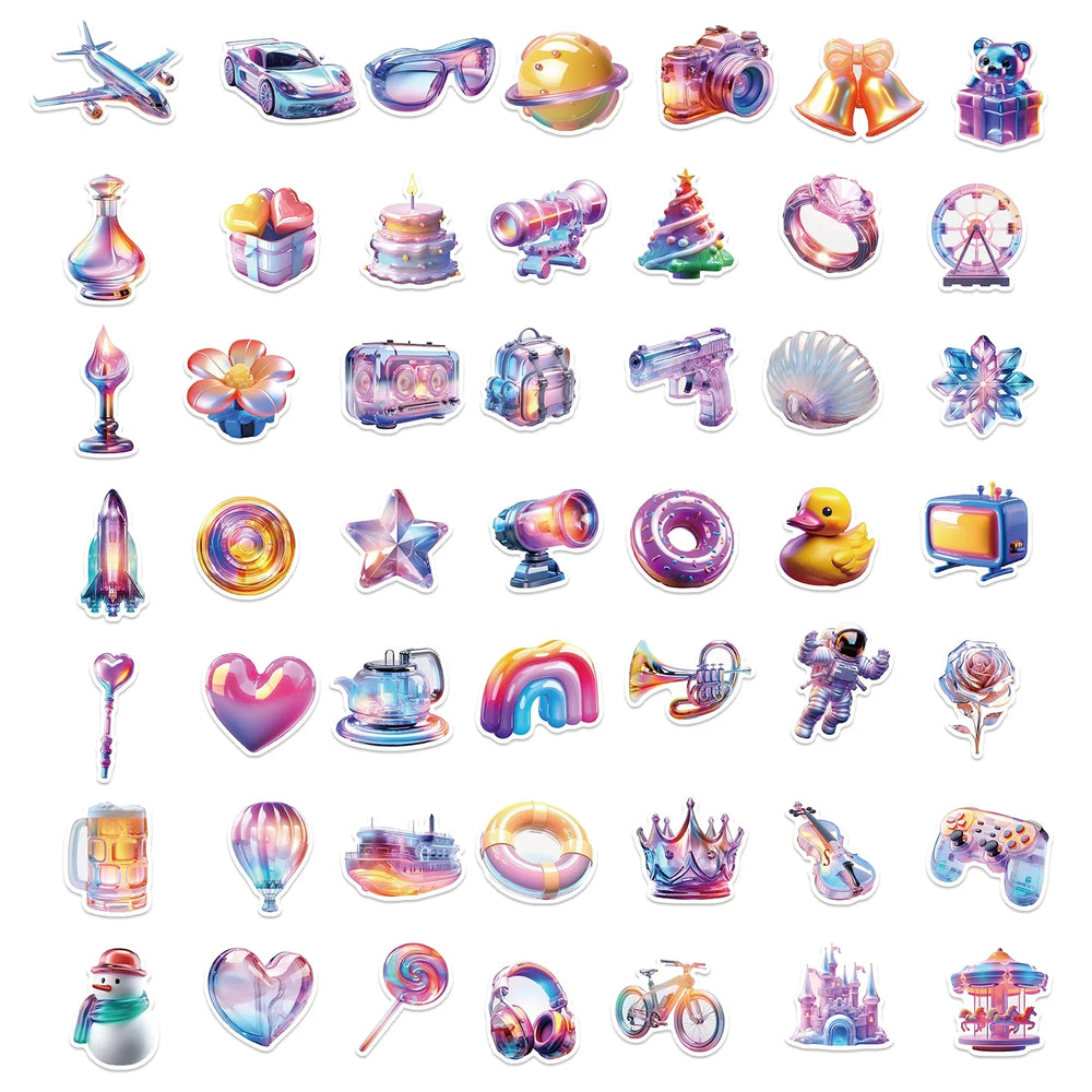 50PCS Cartoon 3D Gift Stickers DIY Diary Laptop Luggage Skateboard Aesthetic Scrapbook DIY Child Phone Stationery Supply for Kid (Online Order Only)