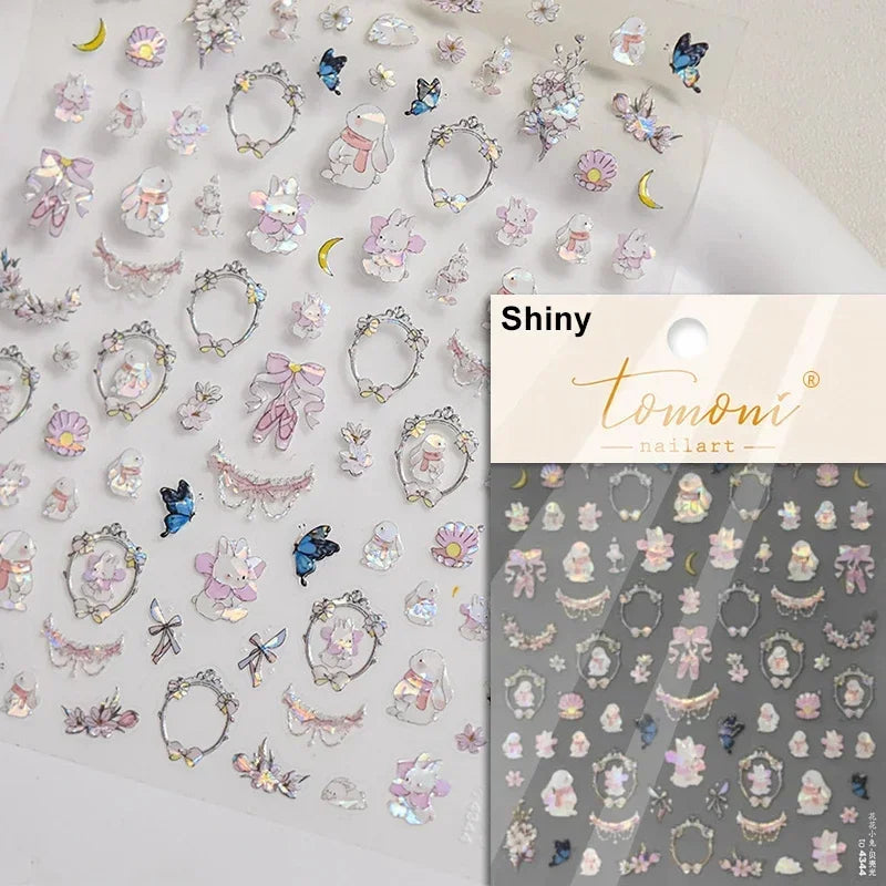 Retro Rose Gold Photo Frame Dried Flower Delicate Totem 3D Self Adhesive Nail Art Stickers 5D Shiny Rhinestone Manicure Decals (ONLINE ORDER ONLY)