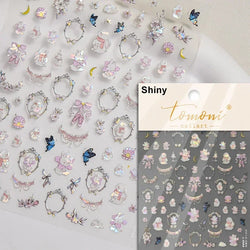 Retro Rose Gold Photo Frame Dried Flower Delicate Totem 3D Self Adhesive Nail Art Stickers 5D Shiny Rhinestone Manicure Decals (ONLINE ORDER ONLY)