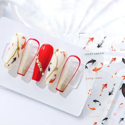 Varied Fish Red Koi Carp Mermaid Lucky Chinese 3D Self Adhesive Nail Art Sticker Cute DIY Cartoon Ocean Manicure Decal Wholesale (ONLINE ORDER ONLY)