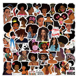 10/60Pcs Fashion Inspirational Black Girl Hot Melanin Poppin Sticker For DIY Luggage Laptop Skateboard Phone Decal Stickers (ONLINE ORDER ONLY)