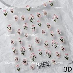 Tulips Flower Letter Bowknot Butterfly Irregular Lines Pearl Tender 5D Adhesive Nail Art Stickers Manicure Decals Stick on Nail (ONLINE ORDER ONLY)