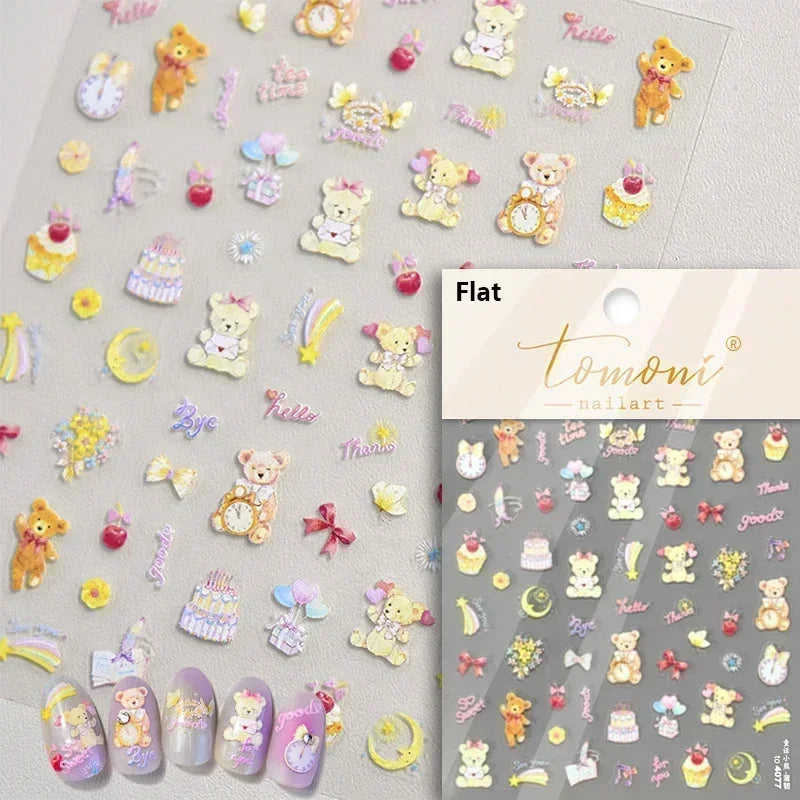 Cute Mango Dog Puppy Bear Bichon Blueberries Strawberry Cake Fruit Juice Desserts Corgi Adhesive Nail Art Sticker Manicure Decal (Online Order Only)