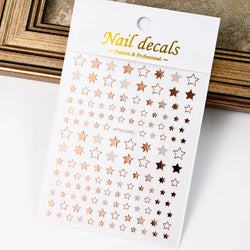 1 Sheet Star Nail Art Stickers 3d Self Adhesive Nail Decals Black White Golden Silver Color Star Design Nail Supplies Accessory (ONLINE ORDER ONLY)