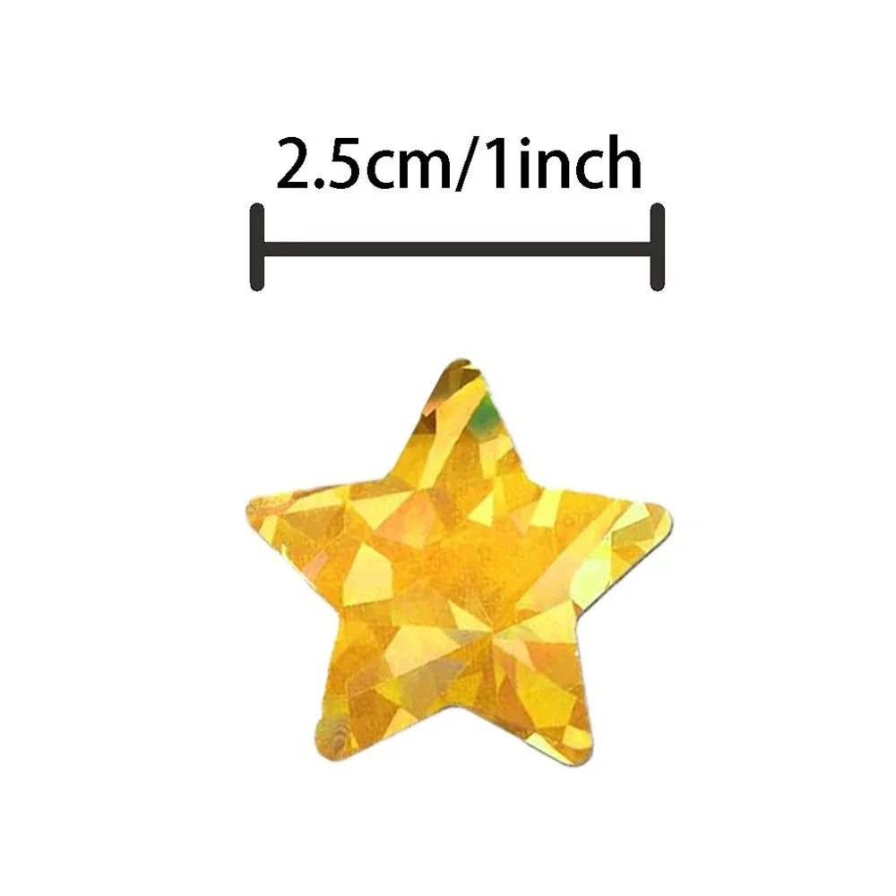 100-500pcs Holographic Star Silvery Stickers For Kids Reward Foil Star Stickers Labels For Wall Crafts Classroom Supplies 1inch (ONLINE ORDER ONLY)